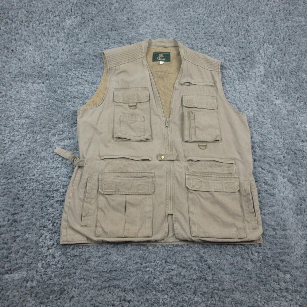 Orvis Fishing Vest Mens Large Khaki Tan Multi Pocket Outdoor Utility Guide Mesh